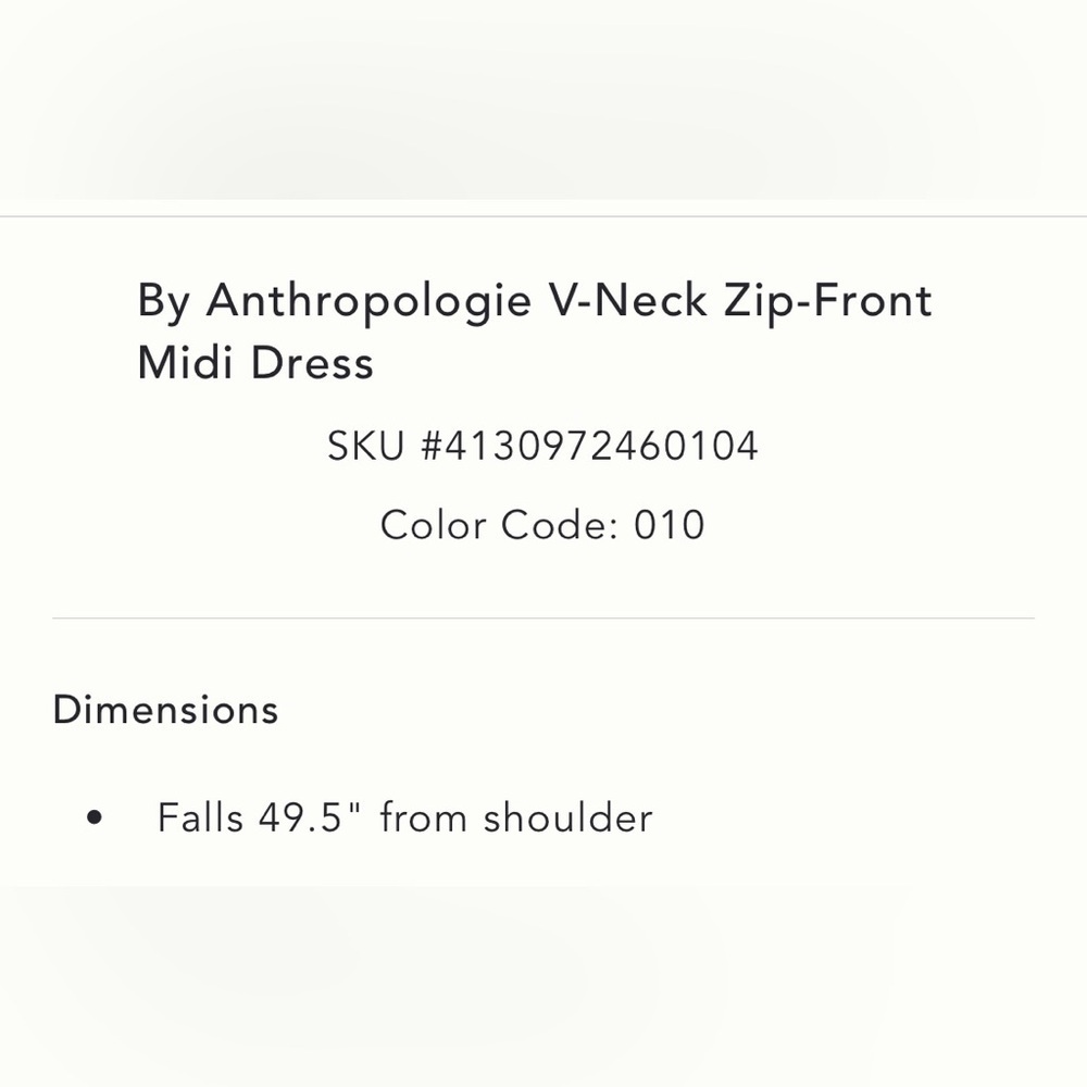 Anthropologie V-Neck Zip-Front Midi Dress Size Small NWT - Picture 5 of 16